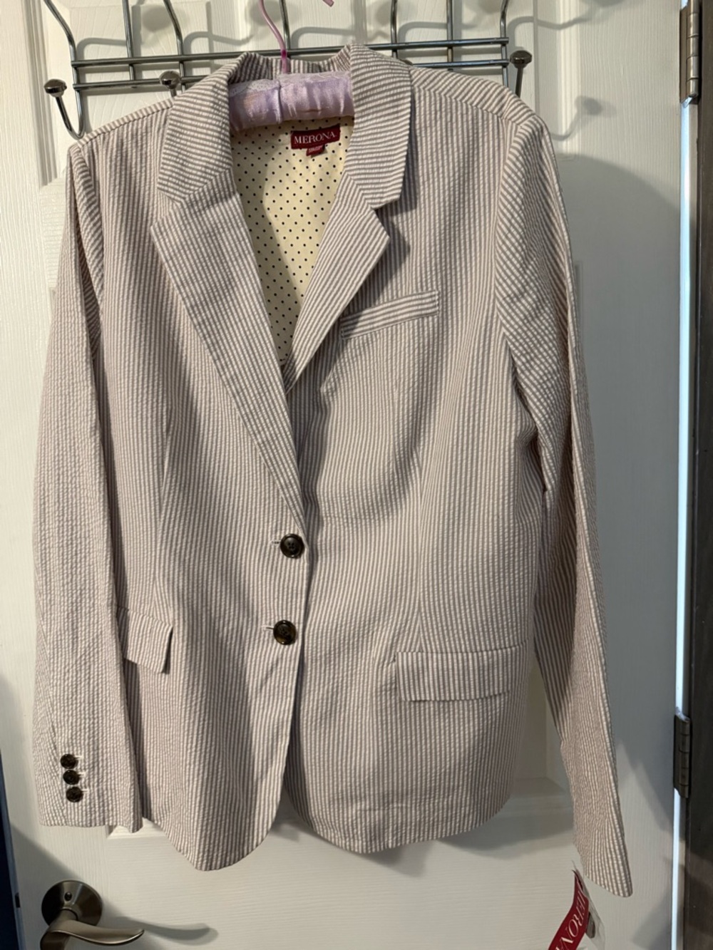 Merona Light Gray Pinstripe Seersucker Blazer